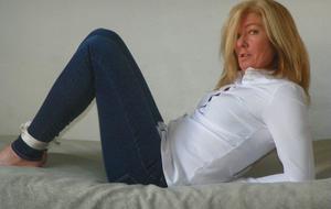 Blonde hogtied gagged jeans